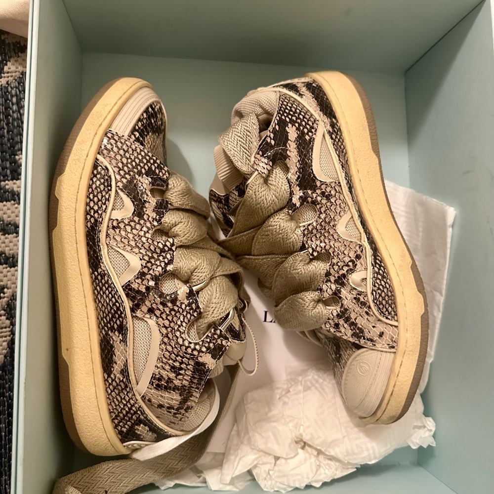 Lanvin Curb Sneakers 'Beige Python' Lightly Worn - image 3
